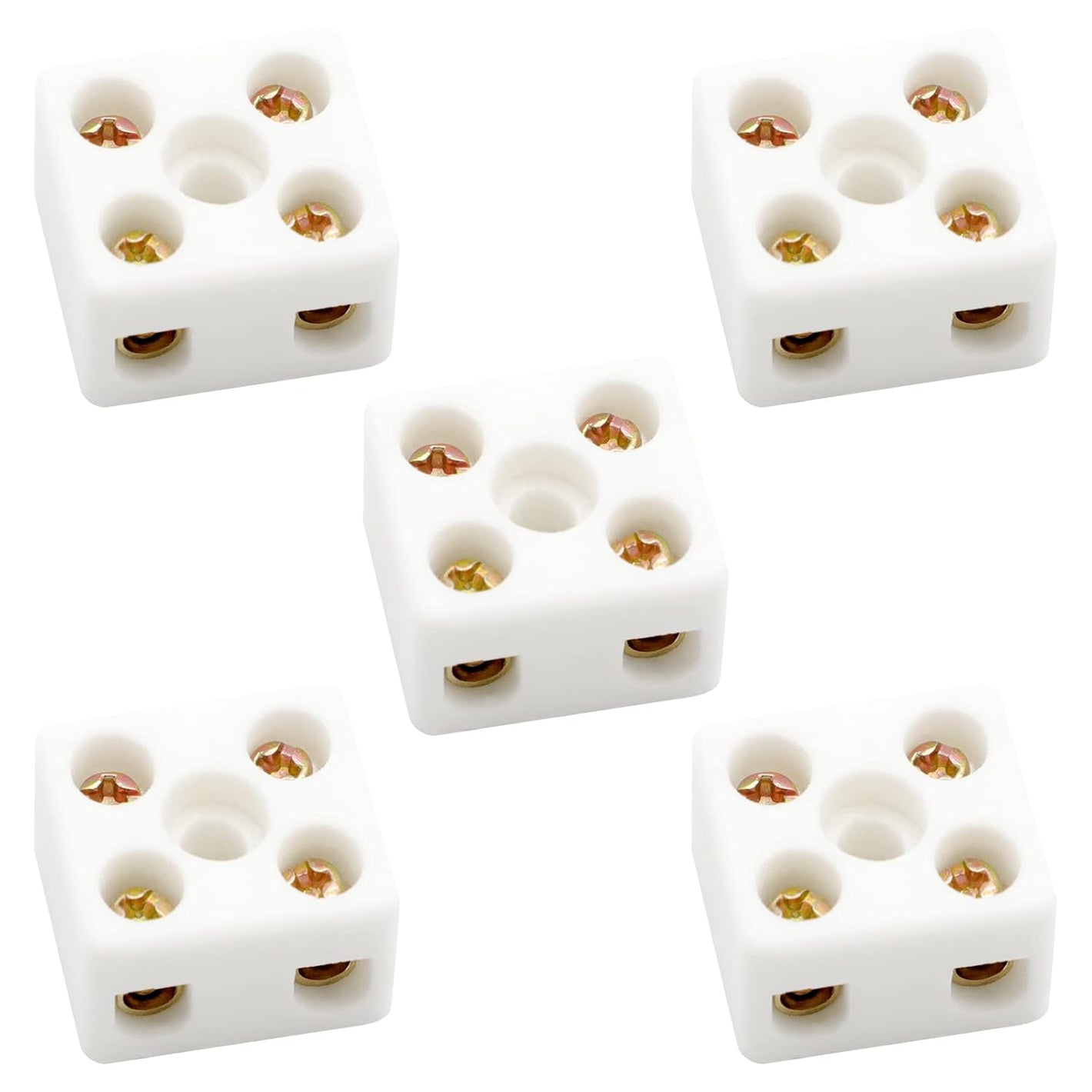 2 Way Ceramics Terminal Blocks,25A 380V High Temp Porcelain Ceramic Connectors for Electric Wire Cable 5Pcs by GUBCUB