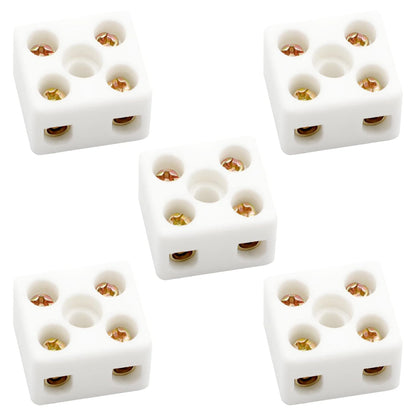 2 Way Ceramics Terminal Blocks,25A 380V High Temp Porcelain Ceramic Connectors for Electric Wire Cable 5Pcs by GUBCUB