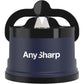 AnySharp – GLOBAL – Hands Free Knife Sharpener - Easy to Use Sharpening Tool with PowerGrip Suction Base and 20-Degree Pre-set Angle - For All Knives: Chef’s, Serrated, and Hardened Steel - Blue