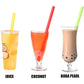 ALINK 12 PCS Reusable Boba Straws, 10.5 Long x 0.51 Wide Colored Plastic Smoothie Straws for Bubble Tea, Tapioca Pearls with 2 Cleaning Brush - Pointed Design