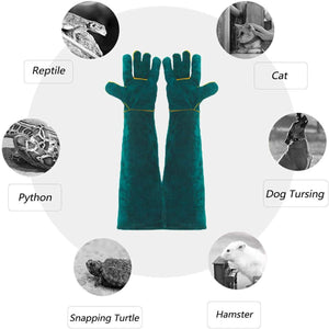 Animal Handling Gloves - 60CM Durable Bite & Scratch Resistant Gloves for Bathing, Grooming, Welding, Handling Dogs, Cats, Birds, Snakes, Parrots, Lizards, Reptiles