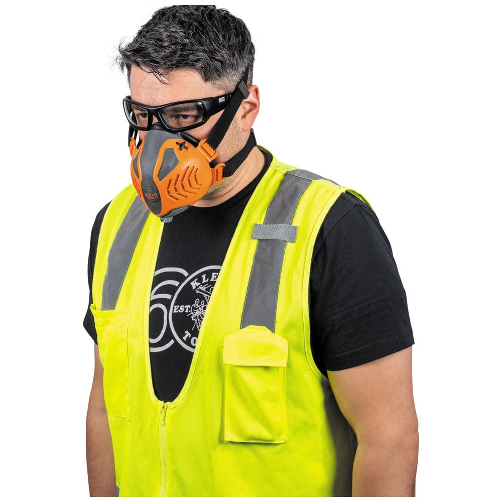 Buy now Klein Tools 60552 Reusable P100 Half-Mask Respirator with Replaceable Filters for Dust, Metal Fumes, and Oil Mist, M/L at indiglob india