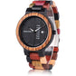 BOBO BIRD Wood Watches Colorful Wood WristWatches Week & Date Display Multifunction Handmade Quartz Watch Sport Chronograph Unique Wristwatch for Men Women