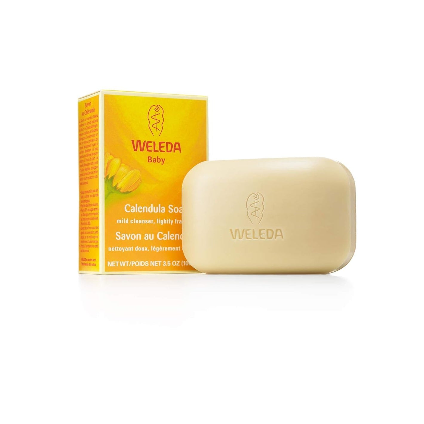 Weleda Calendula Bar Soap, 3.5 Ounce, Plant Rich Cleanser with Calendula and Chamomile