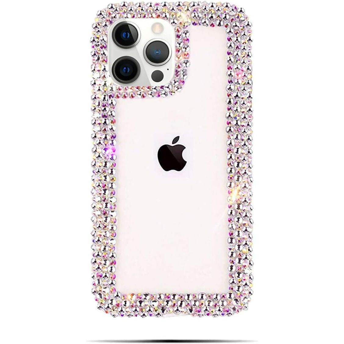 Bonitec Compatible with iPhone 13 Pro Max Case for Women Girls 3D Glitter Sparkle Bling Case Luxury Shiny Cute Crystal Charms Rhinestone Diamond Bumper Clear Protective Cases Cover Clear - My Store
