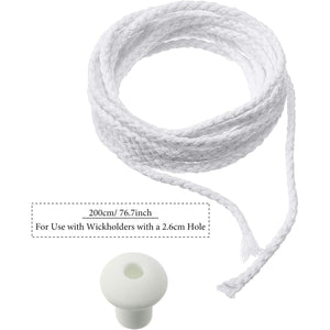 BBTO 6.56 Feet Candle Oil Lamp Wicks Replacement Braided Round Wick for Oil Lamps, DIY Handmade Candle Lantern Making Supplies for Christmas Eve Halloween Party(2.6 mm/ 0.1 Inch)