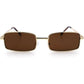 SA106 Mens Retro Vintage Narrow Rectangular Pimp Metal Sunglasses
