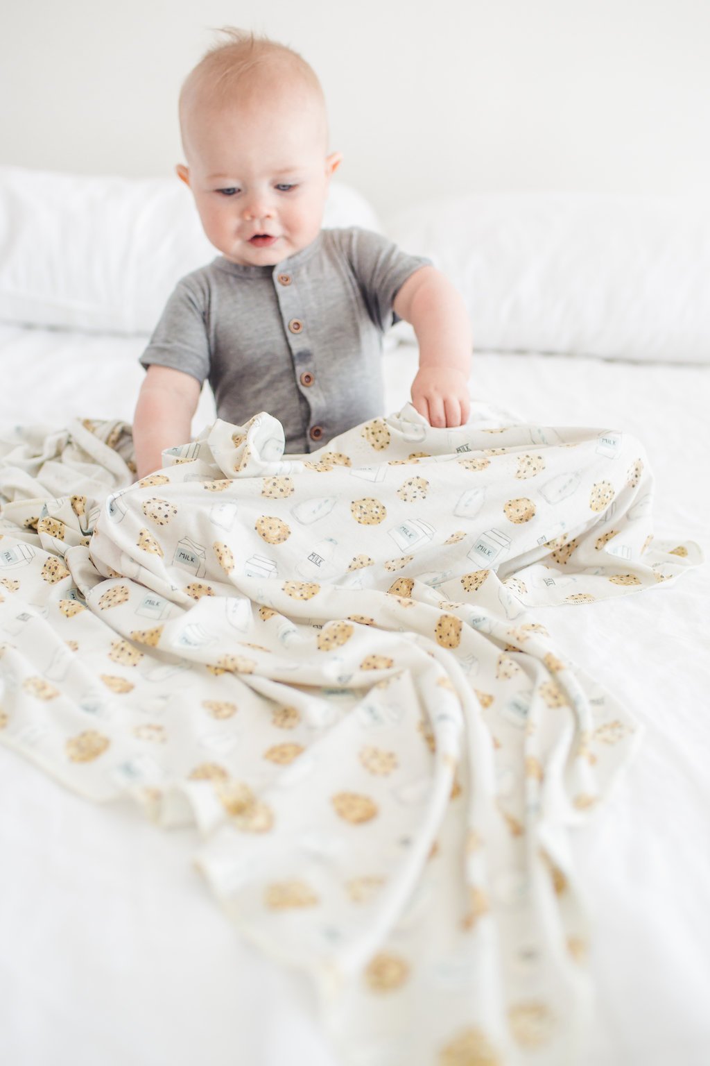 Buy now Copper Pearl Large Premium Knit Baby Swaddle Receiving Blanket Chip at indiglob india