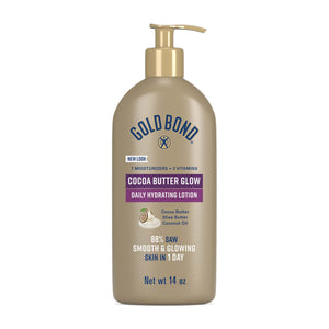 Buy now Gold Bond Cocoa Butter Glow Daily Hydrating Lotion with Shea Butter, Cocoa Butter & Coconut Oil, Exfoliating Moisturizer for Dry Skin, 14 oz. at indiglob india