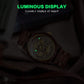 IK COLOURING Men's Watches Luxury Mechanical Wooden Case Skeleton Lumious Automatic Self-Winding Lightweight Genuine Leather Bracelet/Wood Band Wrist Watch