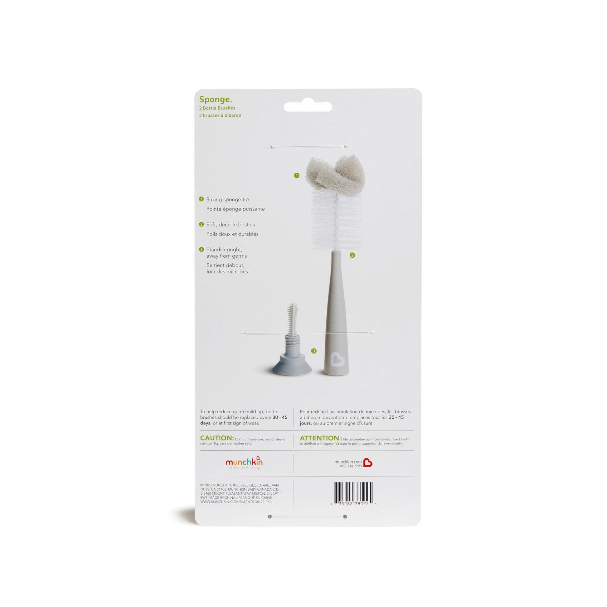 Buy now Munchkin Sponge Bottle Brush, Grey/Sage, 2 Count (Pack of 1) at indiglob india