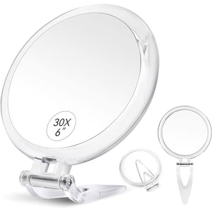 30X Magnifying Mirror, 30X/1X Two Sided Hand Mirror,Travel Mirror for Precise Makeup Applications,Tweezing, and Blackhead/Blemish Removal，6 Inch