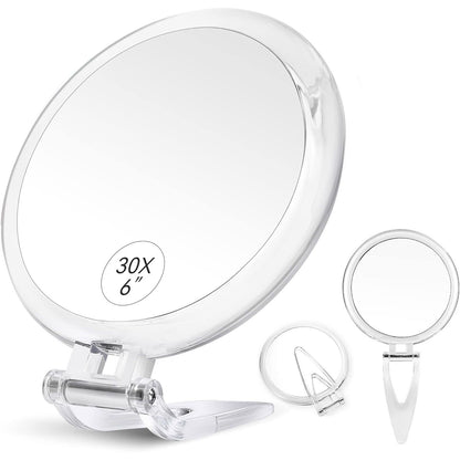 30X Magnifying Mirror, 30X/1X Two Sided Hand Mirror,Travel Mirror for Precise Makeup Applications,Tweezing, and Blackhead/Blemish Removal，6 Inch