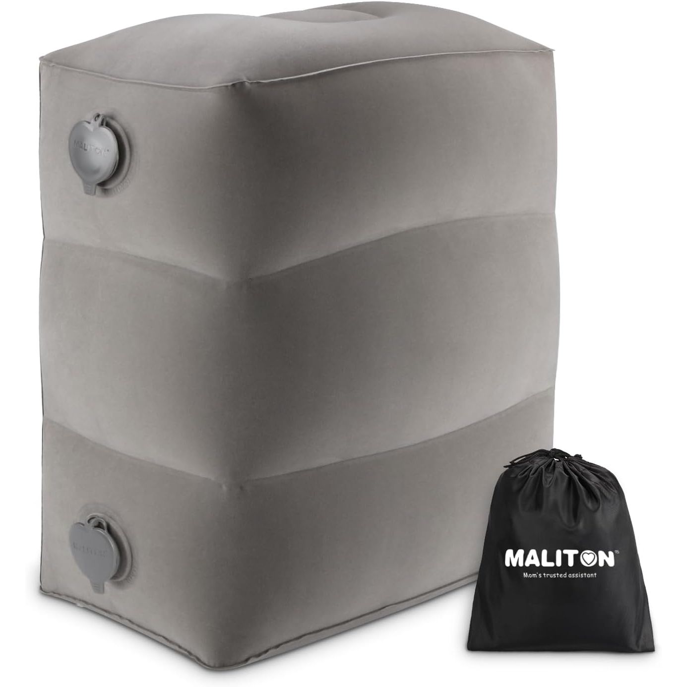 Inflatable Travel Foot Rest Pillow, Kids Airplane Bed, Adjustable Height Leg Pillow for Air Travel, Make a Flat Bed for Kids and Toddlers, Great for Airplane, Train, car（Grey, 1 Pack）