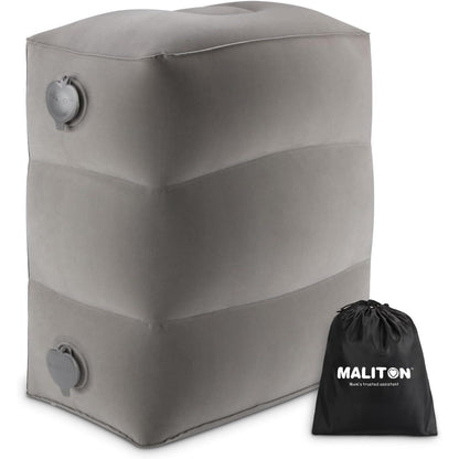 Inflatable Travel Foot Rest Pillow, Kids Airplane Bed, Adjustable Height Leg Pillow for Air Travel, Make a Flat Bed for Kids and Toddlers, Great for Airplane, Train, car（Grey, 1 Pack）