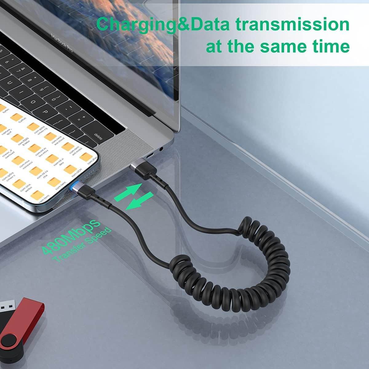 1.8M/6Ft USB iPhone Coiled Lightning Charging Cable for CarPlay,Apple Fast Charging Cord Sync USB Data Spring LED Retractable Charger Adapter Connector for iOS/iPhone 12/11/SE/Xs/Xr/8/7/6/iPad/iPod - My Store