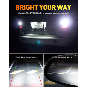 OXILAM Upgraded 912 921 LED Bulb Reverse Lights, Backup Light Bulbs for Car, 300% Higher Brightness 6000K White, Mini Size Non-polarity Canbus Error Free T15 906 W16W Bulb, Pack of 2