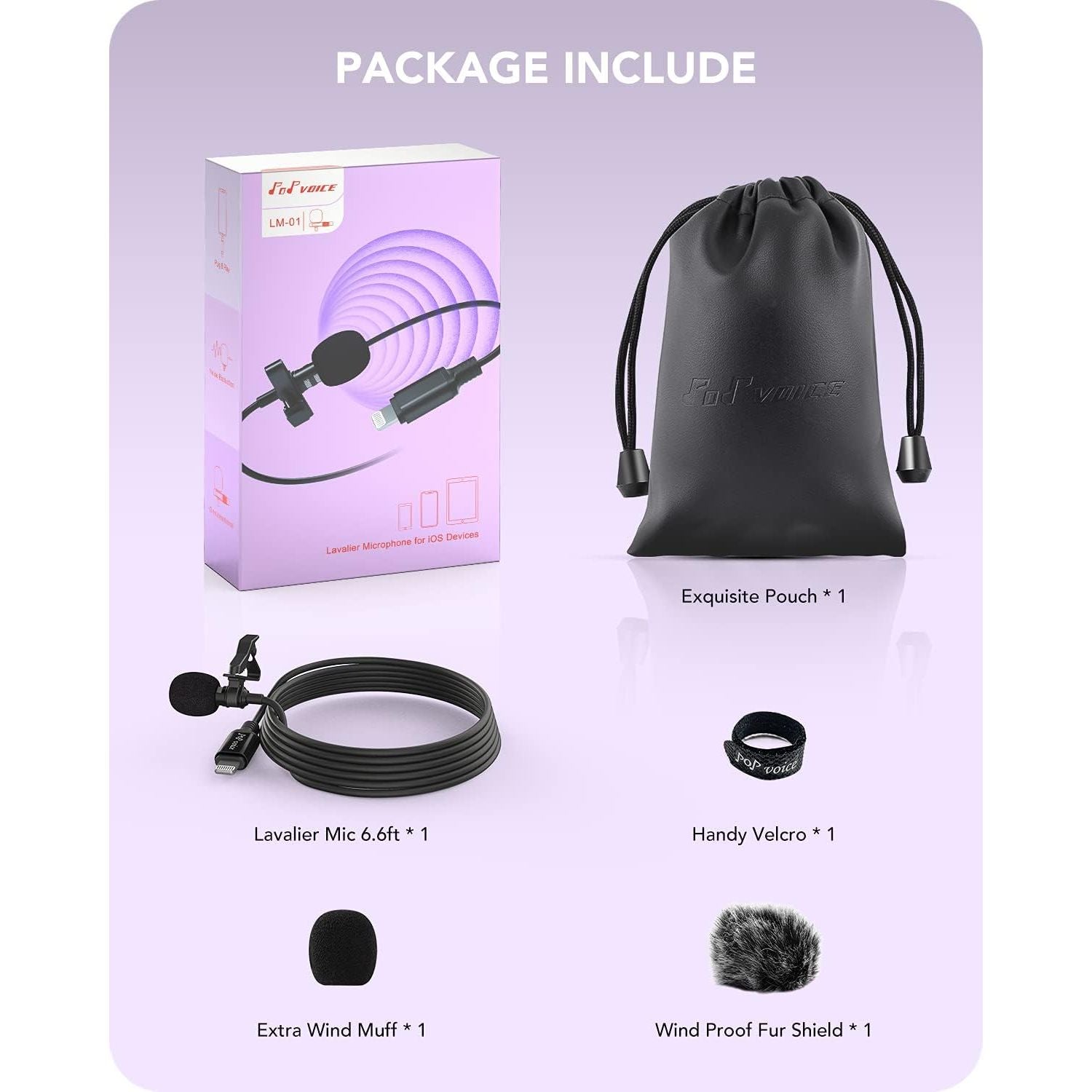 Buy now PoP voice Microphone Professional for iPhone Lavalier Lapel Omnidirectional Microphone for iPad, iPod, Condenser Mic for iPhone Audio & Video Recording, YouTube, Interview, Podcast, Vlogging(6.6 Feet) at indiglob india