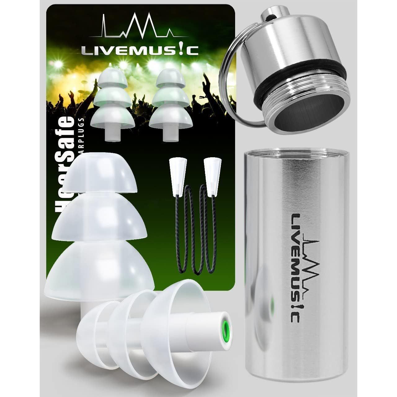HearSafe Ear Plugs - High Fidelity Earplugs for Musician, Concert, Drummer, DJ & Clubbing - Reusable, Comfortable - Noise Protection, Cancelling (Standard Size)