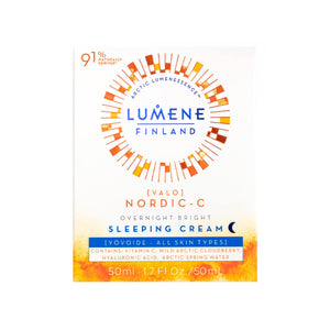 Lumene [Valo] Nordic-C Overnight Sleep Brightening Cream - Facial Moisturizer with Cloudberry, Vitamin C, and Hyaluronic Acid - Radiance-Boosting Vegan Skin Care (50 ml)