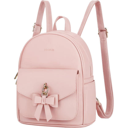 ECOSUSI Mini Backpack for Women Girls Cute Bowknot Small Backpack Purse Ladies Leather Bookbag Satchel Bag, with Charm Tassel