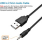 USB to 2.5mm Charging Cable for JBL Synchros E40BT E50BT S700 Headphones