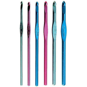 Susan Bates 5-1/2-Inch Silvalume Aluminum Crochet Hook, 5.5mm, Red