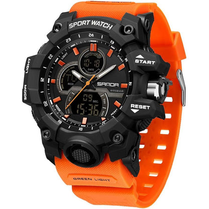 FANMIS Men's Solar Powered Casual Quartz Wrist Watch Analog Digital Multifunctional Black Sports Watch (Black)