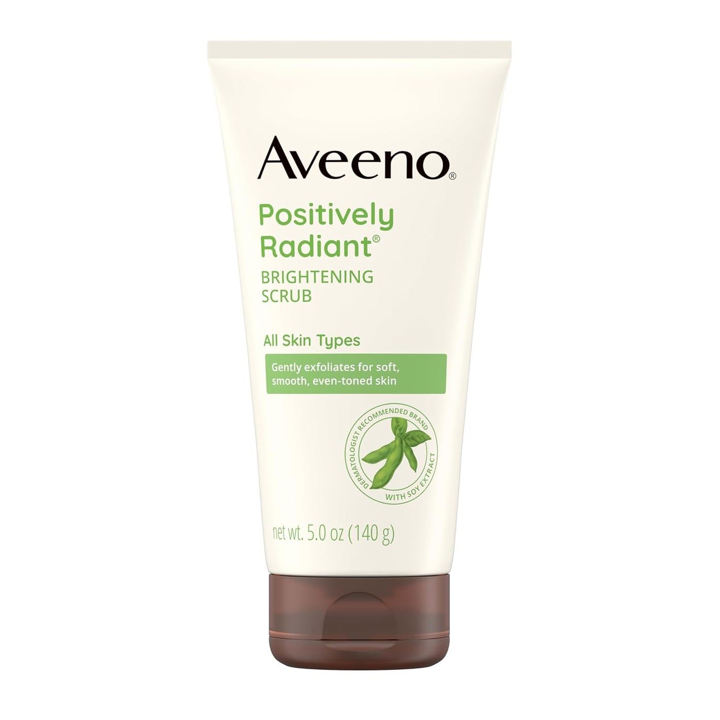 Aveeno Positively Radiant Skin Brightening Exfoliating Daily Facial Scrub, Gentle with Moisture-Rich Soy Extract, Helps Improve Skin Tone & Texture, Oil- & Soap-Free, Hypoallergenic, 5 oz