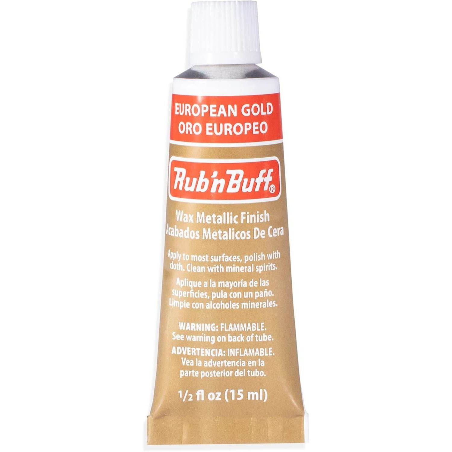 AMACO Rub n Buff Wax Metallic Finish - Rub n Buff European Gold 15ml Tube - Versatile Gilding Wax for Finishing Furniture Antiquing and Restoration - Rub and Buff Colors Single Tube - My Store