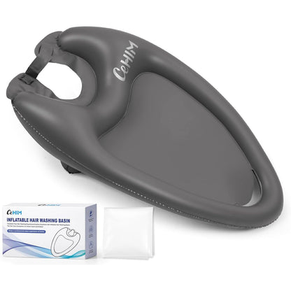 Inflatable Shampoo Basin - Portable Shampoo Bowl, Hair Washing Basin for Bedridden, Disabled,Injured, Hair Wash Tub for Dreadlocks and at Home Sink Washing (Black, Medium)