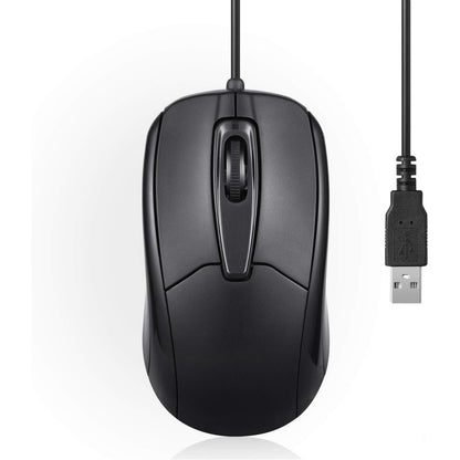 Perixx PERIMICE-209 3 Button USB Wired Mouse - Optical - 1000 DPI - 5.9 Ft Cable - Black