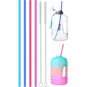 ALINK 15 inch Extra Long Reusable Silicone Straws, 4-Pack Flexible Straws for Stanley 40 oz Tumbler, 1 Gallon Water Bottles, 128 64 30 oz Jug Cup with Cleaning Brush