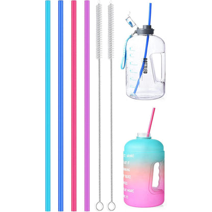 ALINK 15 inch Extra Long Reusable Silicone Straws, 4-Pack Flexible Straws for Stanley 40 oz Tumbler, 1 Gallon Water Bottles, 128 64 30 oz Jug Cup with Cleaning Brush