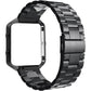 Simpeak Women Men Stainless Steel Metal Band Strap with Stailess Steel Frame Compatible with Fitbit Blaze, Match Link Removal Tool, Black