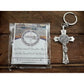 Buy now Nazareth Store Saint Benedict Cross Keychain Catholic Crucifix Medal Keyring Jerusalem Charm 3" at indiglob india