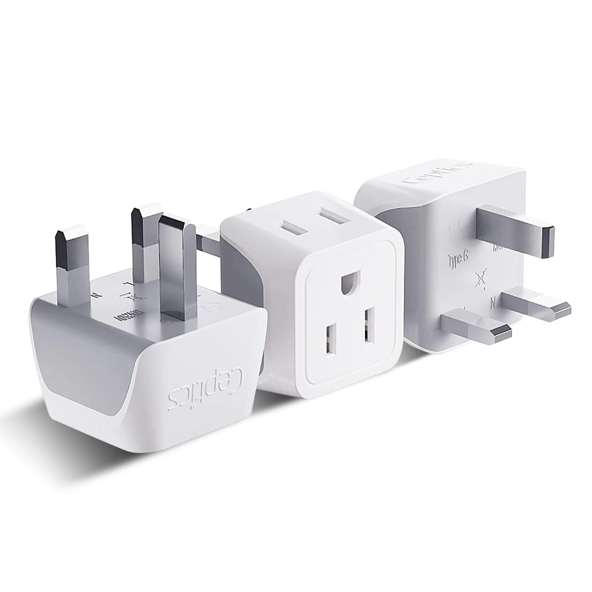 Buy now Ceptics Schuko Germany, France Plug Adapter, Dual Input - Ultra Compact Light Weight - Usa to Russia, South Korea Travel Adaptor Plug - Type E/F (3 Pack) Type G - UK, UAE, Hong Kong 3 Pack at indiglob india