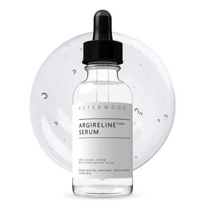 Asterwood Argireline Serum with Hyaluronic Acid - Peptide Serum for Face - Wrinkle Reducing, Anti-Aging, Nourishing - Fragrance-Free - 1 Fl Oz