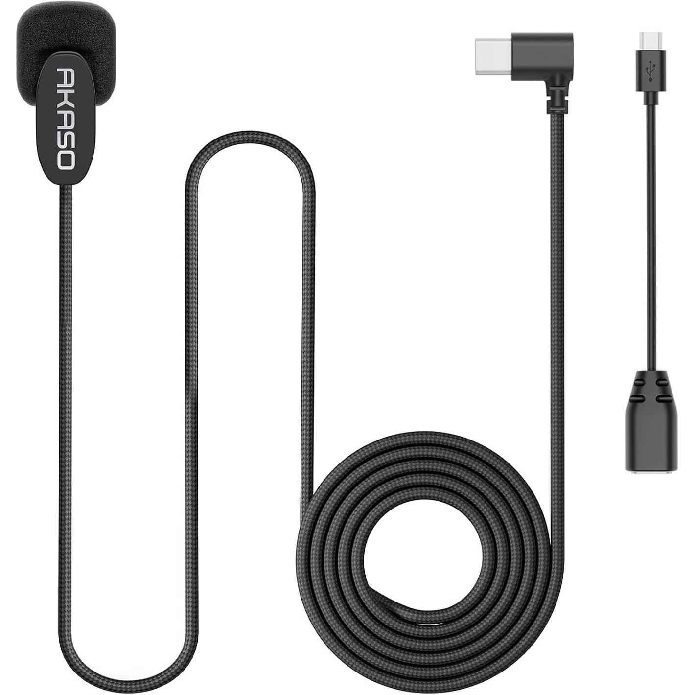 AKASO External Microphone EK7000/ EK7000 Pro/Brave 4//Brave 7 LE/Brave 4 Pro/ V50X/ V50 Elite Action Camera with a Type-C to Micro USB OTG Cable