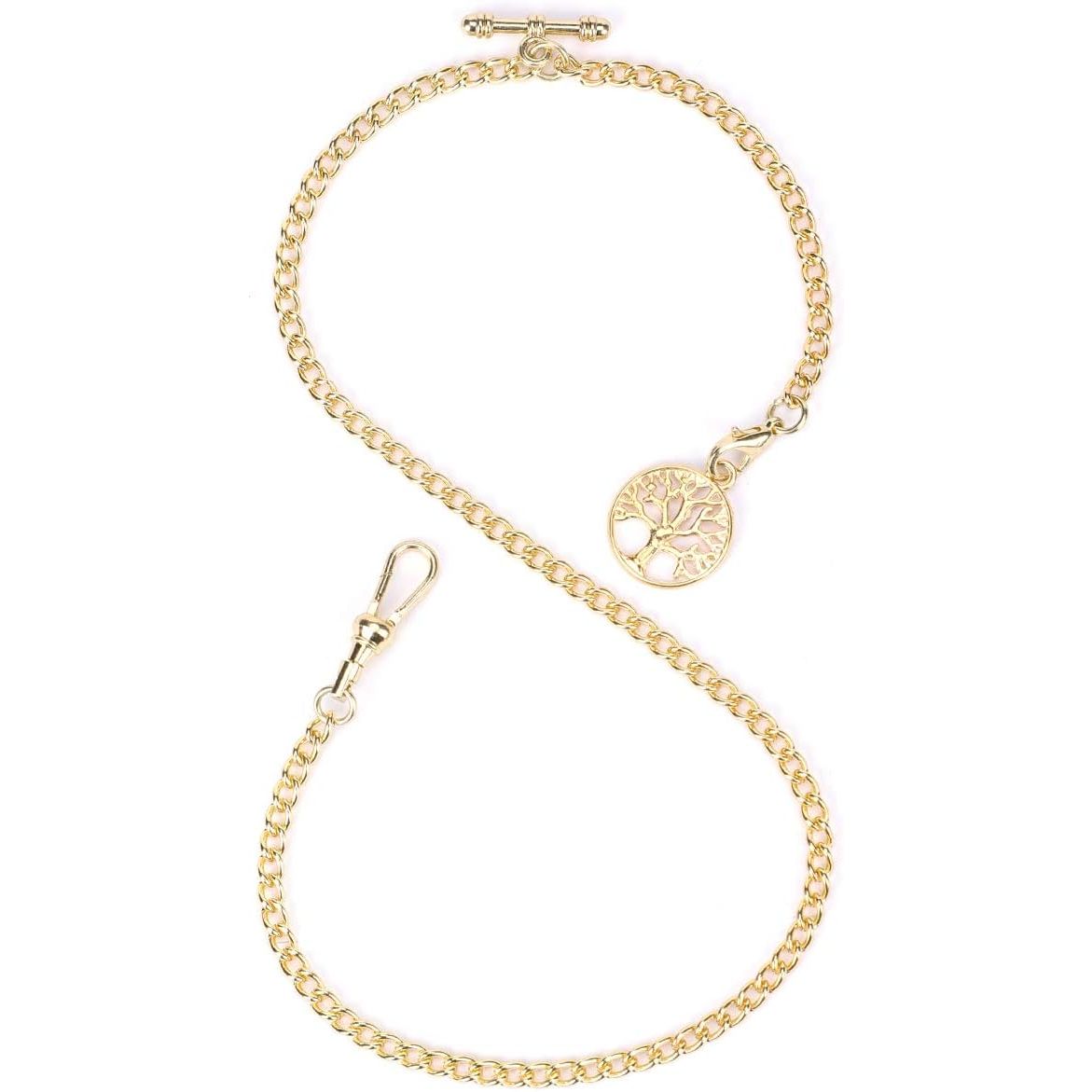 ManChDa Pocket Watch Chain Double Albert Chain T-Bar Watch Chain