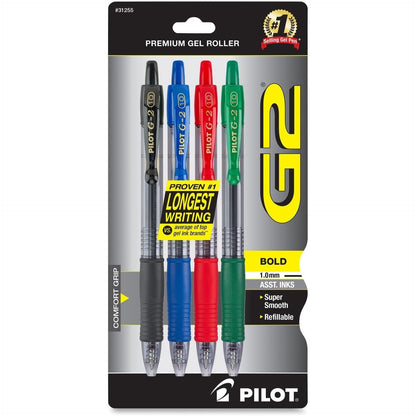 Pilot, G2 Premium Gel Roller Pens, Bold Point 1 mm, Pack of 4, Blue