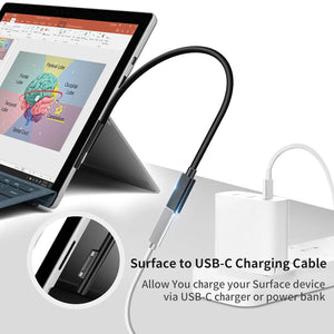 Surface to USB C Charging Cable (Female USB-C, 20 cm), Compatible with Microsoft Surface Pro 7/6/5/4/3 Go3/2/1 Laptop4/3/2/1, Requires 45W 15V/3A USB-C Charger
