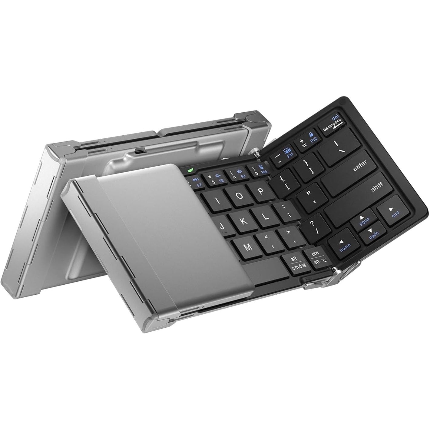 iClever Foldable Bluetooth Keyboard, Ultra-Slim Metal Keyboard with USB-C Charging, Tri-Folding Design for Laptop, iPad, iPhone, Tablet - Sync 3 Devices, Portable & Space-Saving