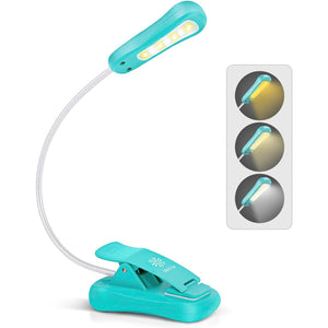 Vekkia Rechargeable Book Light for Reading in Bed, 3 Color x 3 Brightness, Lightweight Reading Light, Up to 70 Hours Lighting, Great for Readers, Travel (Blue)