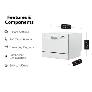 Buy now Honeywell Countertop Dishwasher with 6 Place settings, 6 Washing Programs, Stainless Steel Tub, UL/Energy Star- Stainless Steel at indiglob india