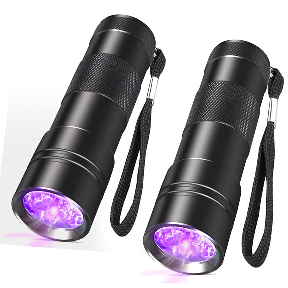 Buy now SEVENKA Black Light Flashlight, 2 Pack 12 LED UV Blacklight Flashlight, 395nm Handheld Mini Torch Light, Professional Urine Detector for Dog Pet Urine Stains, Bed Bugs and Scorpions. at indiglob india