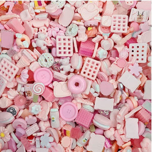 50 Pcs Slime Charms Easter Set DIY Craft Mixed Making Resin Jewery Making Kit, Resin Flatback Slime Beads Making Supplies for DIY Scrapbooking Crafts (Pink)