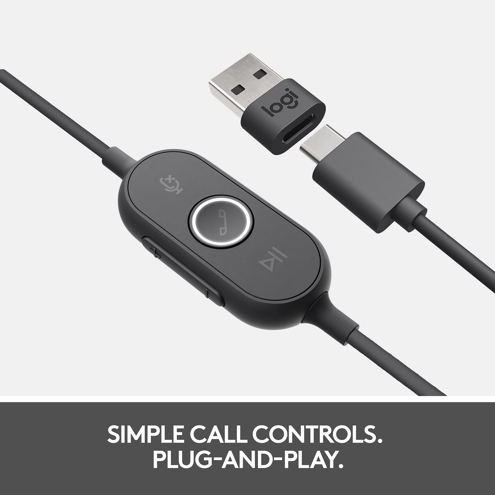 Buy now Logitech Zone 750 Wired On-Ear Headset with Advanced Noise-canceling Microphone, Simple USB-C and Included USB-A Adapter, Plug-and-Play Compatibility for All Devices at indiglob india