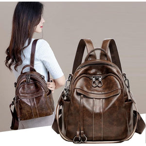 Backpack Purse for Women Medium Size Leather Backpack Fashion Shoulder Bags Rucksack (Medium, Black)