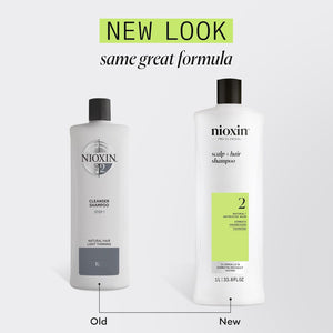 Nioxin System 2 Scalp + Hair Thickening Shampoo for Natural Hair with Progressed Thinning | Cleanse & Boost Hair Density with Niacinamide & Biotin